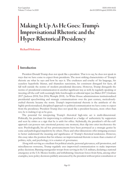 Making It up As He Goes: Trump's Improvisational Rhetoric and The