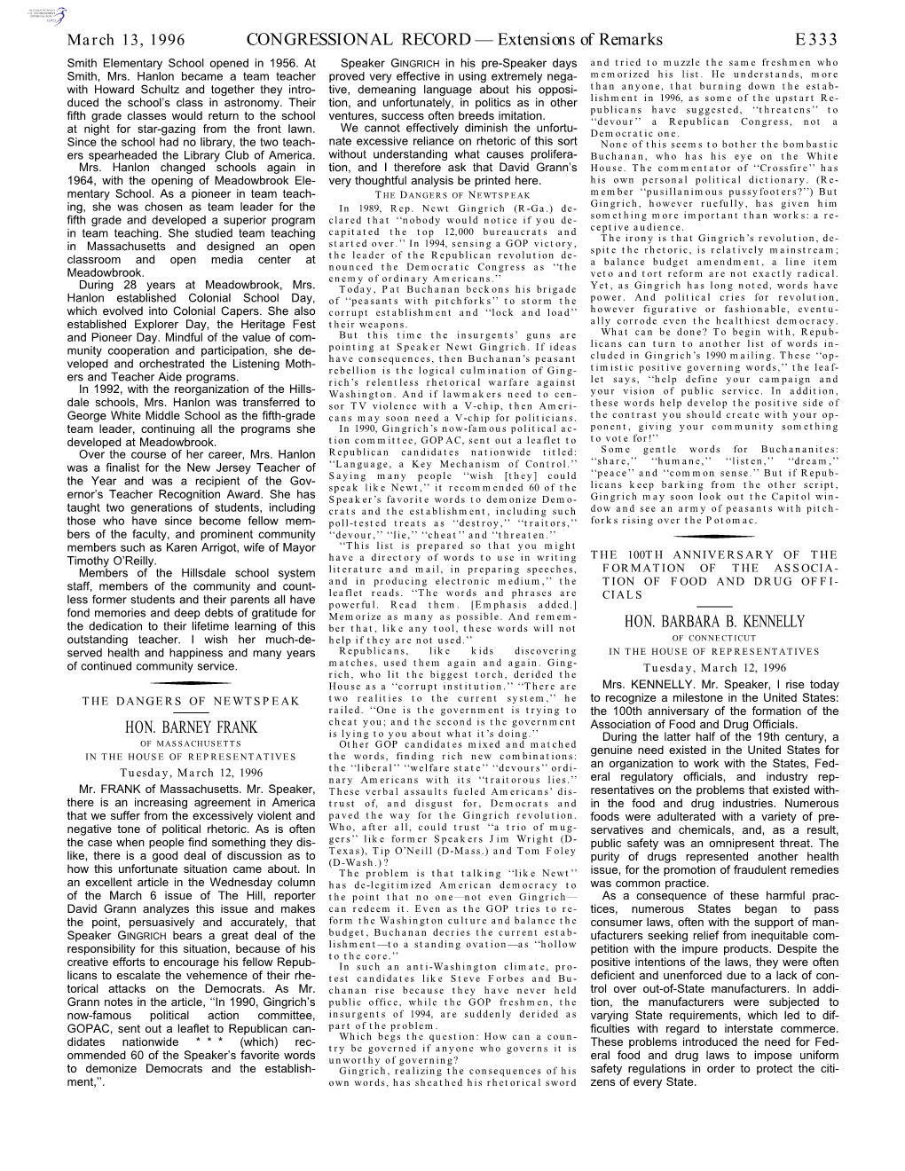 CONGRESSIONAL RECORD— Extensions of Remarks E333 HON