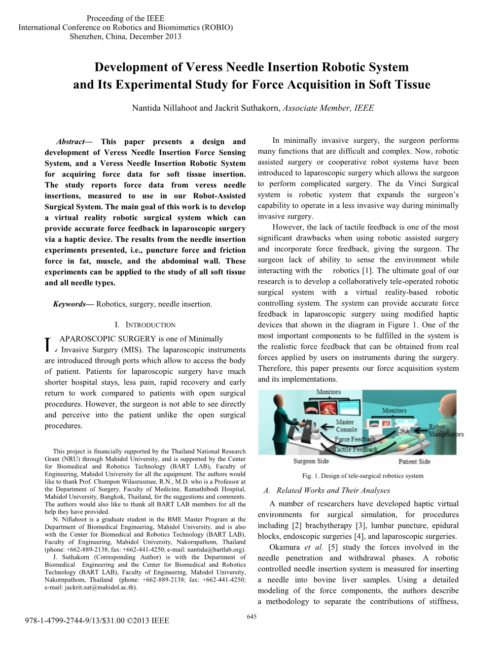 Development of Veress Needle Insertion Robotic System and Its Experimental Study for Force Acquisition in Soft Tissue