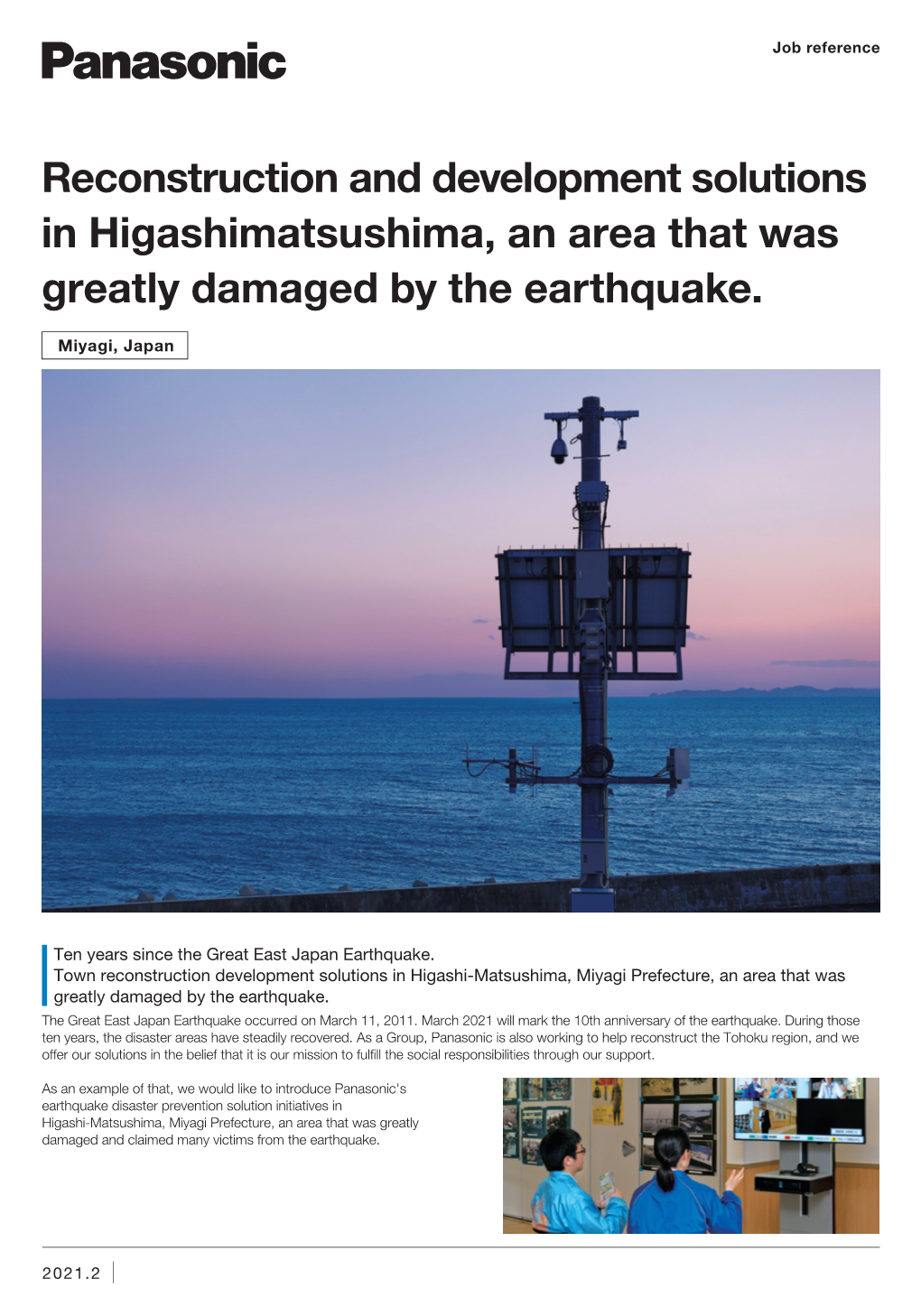Reconstruction and Development Solutions in Higashimatsushima, an Area That Was Greatly Damaged by the Earthquake