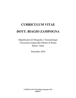 Curriculum Vitae Dott. Biagio Zampogna