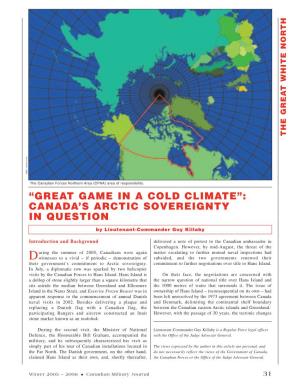 ""Great Game in a Cold Climate": Canada's Arctic Sovereignty In