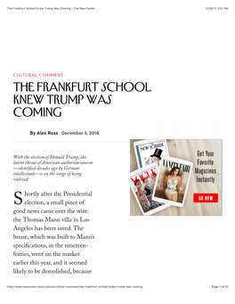 The Frankfurt School Knew Trump Was Coming - the New Yorker 2/28/17, 2�51 PM