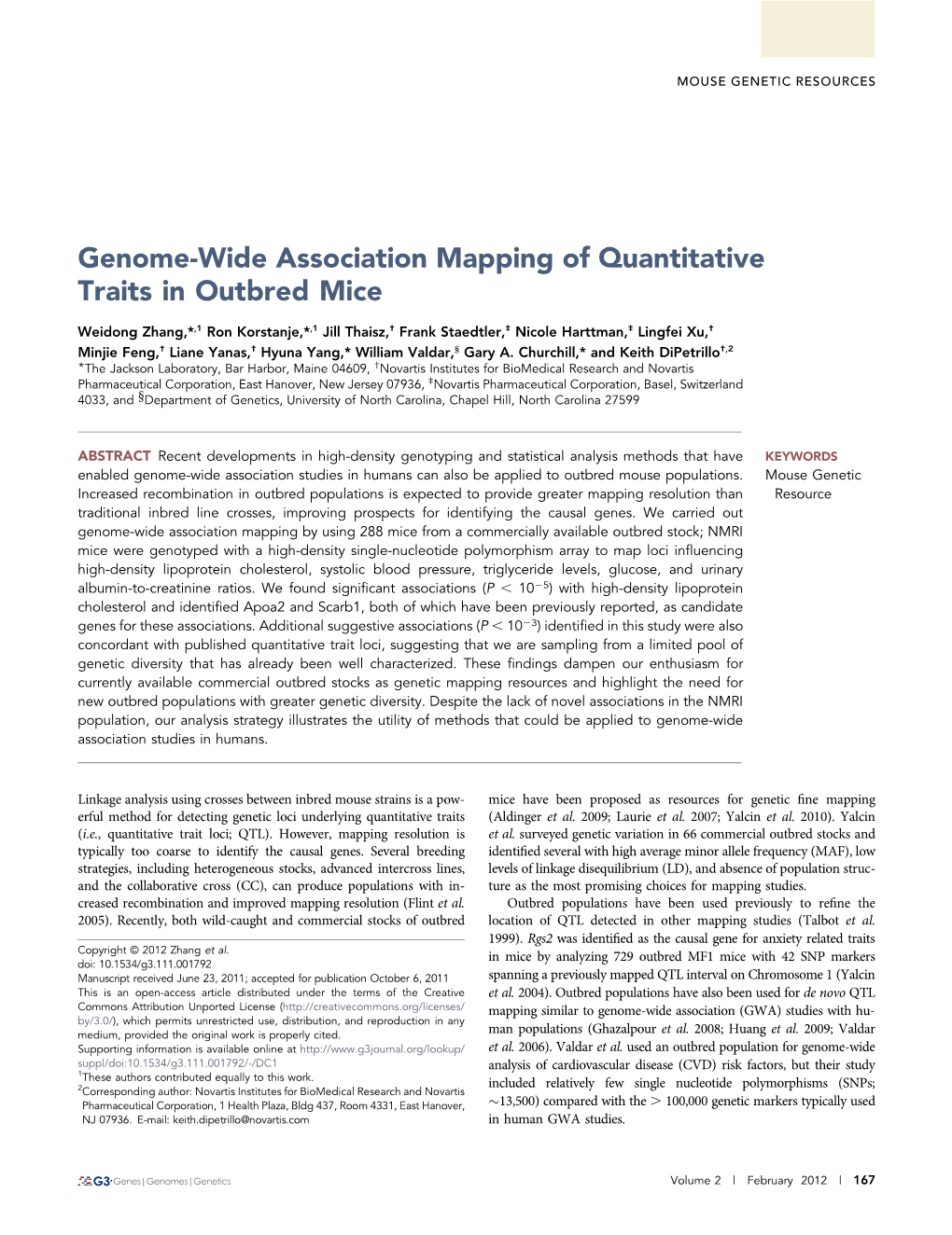 Genome-Wide Association Mapping of Quantitative Traits in Outbred Mice