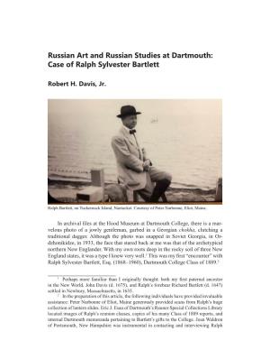 Russian Art and Russian Studies at Dartmouth: Case of Ralph Sylvester Bartlett