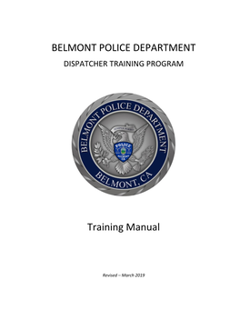 Belmont Police Department Dispatcher Training Program