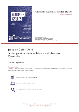 Jesus As God's Word a Comparative Study in Islamic and Christian