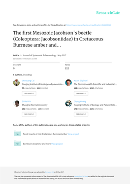 The First Mesozoic Jacobson's Beetle \(Coleoptera: Jacobsoniidae\) In