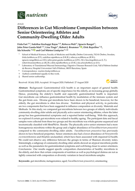 Differences in Gut Microbiome Composition Between Senior Orienteering Athletes and Community-Dwelling Older Adults