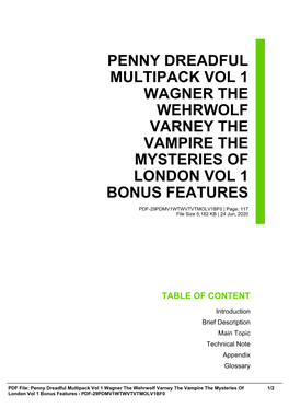 Penny Dreadful Multipack Vol 1 Wagner the Wehrwolf Varney the Vampire the Mysteries of London Vol 1 Bonus Features