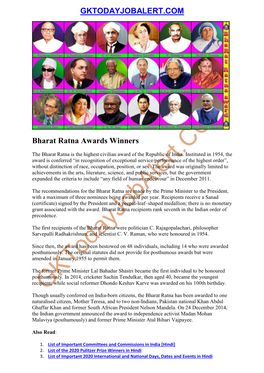 GKTODAYJOBALERT.COM Bharat Ratna Awards Winners