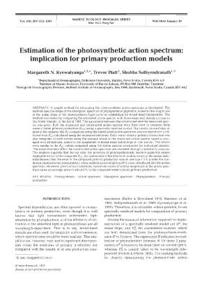Estimation of the Photosynthetic Action Spectrum: Implication for Primary Production Models