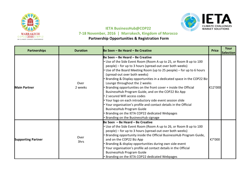 IETA BH COP Confirmation Form