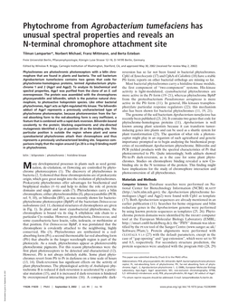 Phytochrome from Agrobacterium Tumefaciens Has Unusual Spectral Properties and Reveals an N-Terminal Chromophore Attachment Site