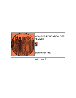 WOMEN's EDUCATION DES FEMMES September 1982 Vol. 1