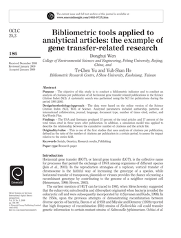 Bibliometric Tools Applied to Analytical Articles: the Example of Gene