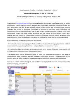 CNR-ILC Standardised Orthography