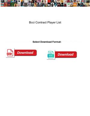 Bcci Contract Player List