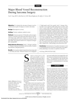 Major Blood Vessel Reconstruction During Sarcoma Surgery