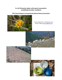 La Sal Mountain Alpine Arthropod Communities: Establishing Baseline Conditions