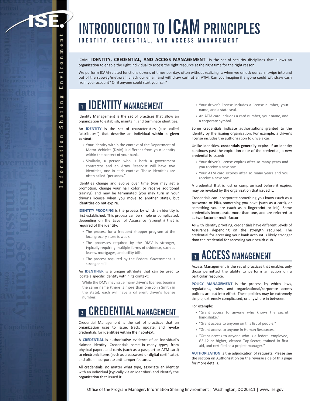 Introduction to Icam Principles Identity, Credential, and Access Management