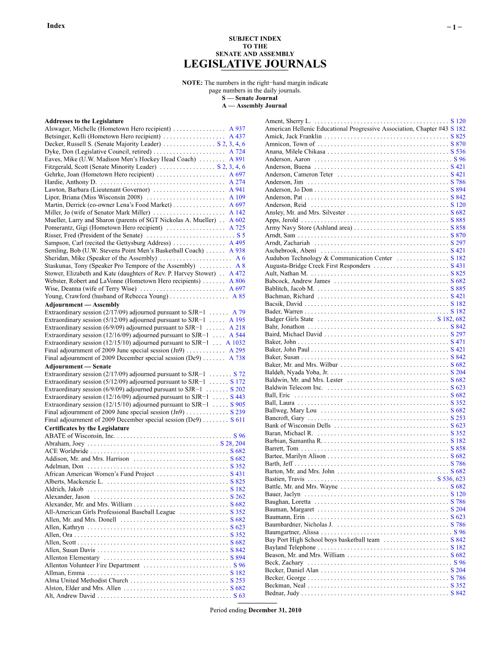 Legislative Journals