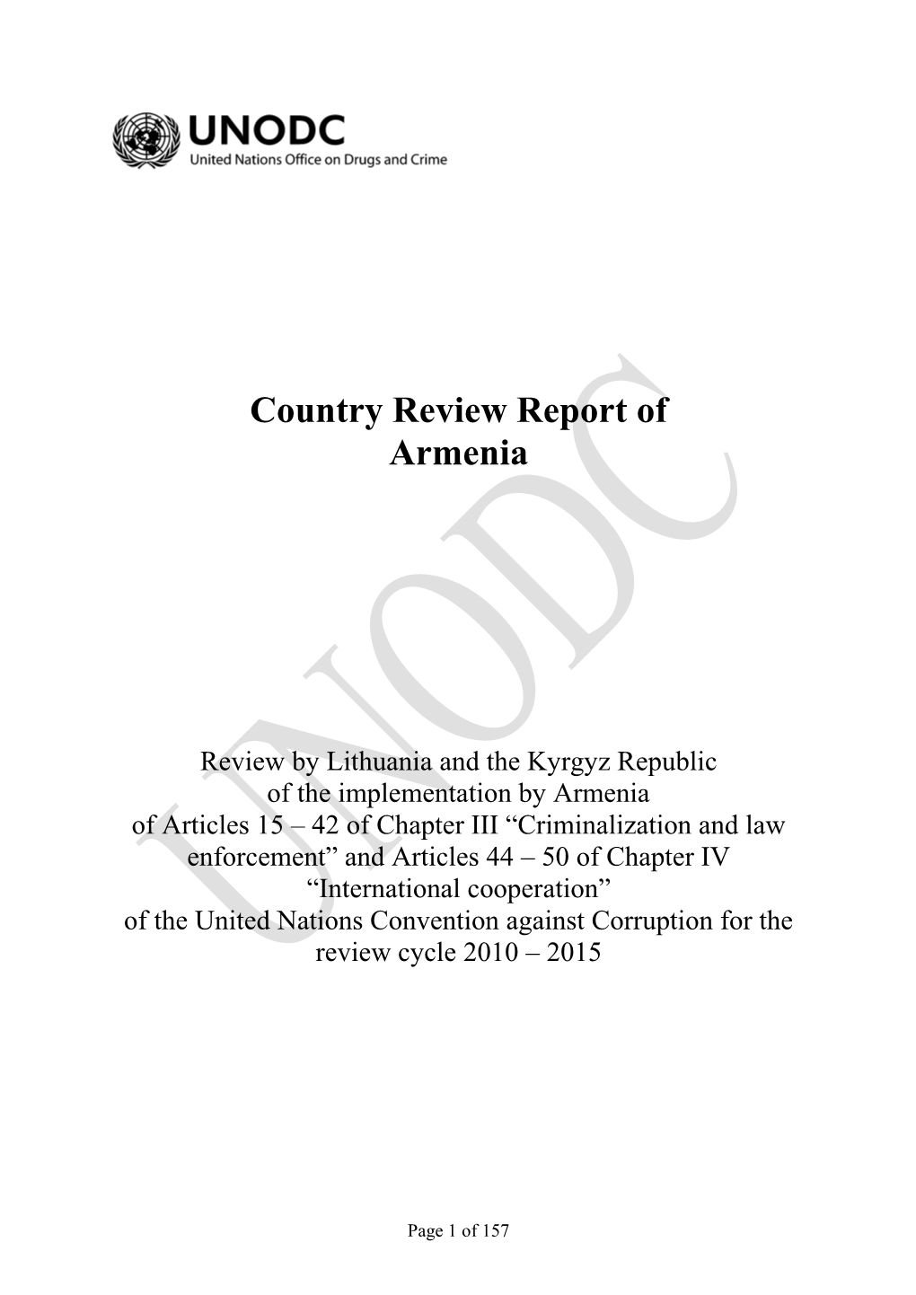 Country Review Report of Armenia