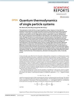 Quantum Thermodynamics of Single Particle Systems Md