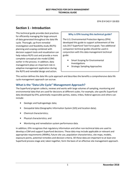 BEST PRACTICES for DATA MANAGEMENT TECHNICAL GUIDE Nov 2018 EPA ID # 542-F-18-003
