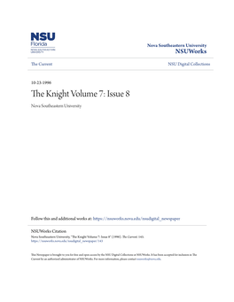The Knight Volume 7: Issue 8 Nova Southeastern University