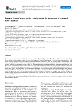 Invasive Ponto-Caspian Gobies Rapidly Reduce the Abundance of Protected Native Bullhead