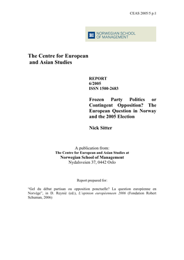 The European Question in Norway and the 2005 Election