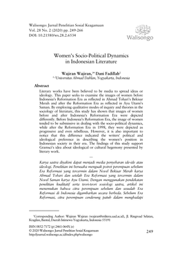 Women's Socio-Political Dynamics in Indonesian Literature