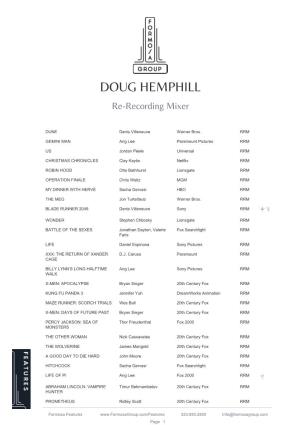 DOUG HEMPHILL Re-Recording Mixer