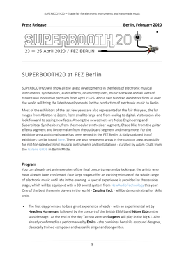 SUPERBOOTH20 at FEZ Berlin