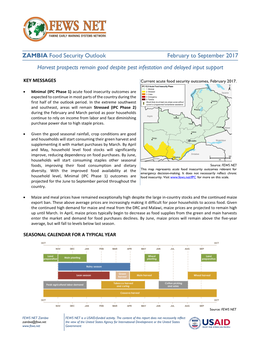 ZAMBIA Food Security Outlook February to September 2017