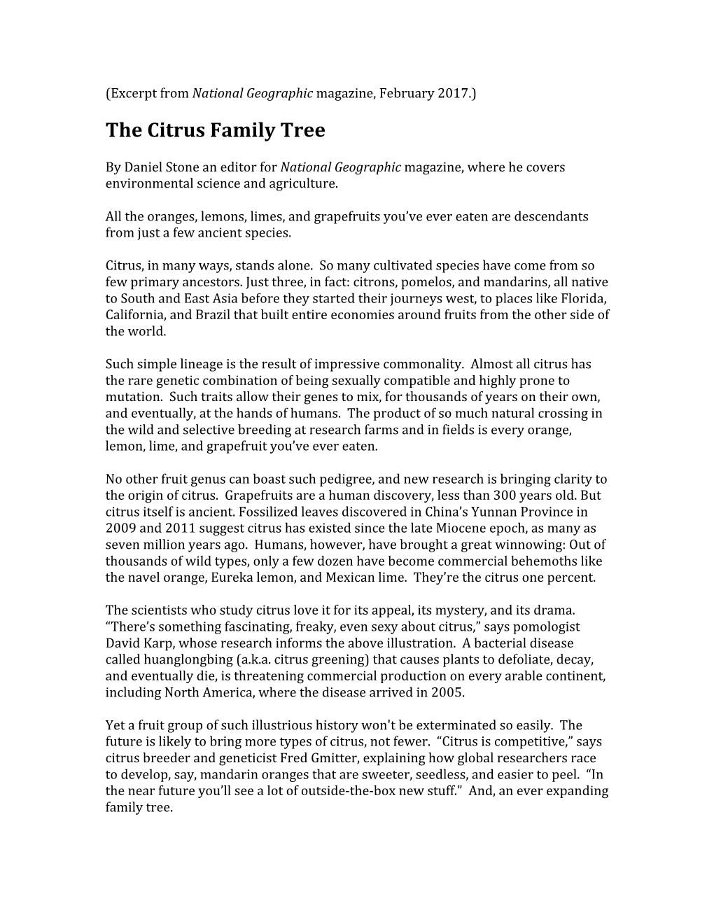 The Citrus Family Tree