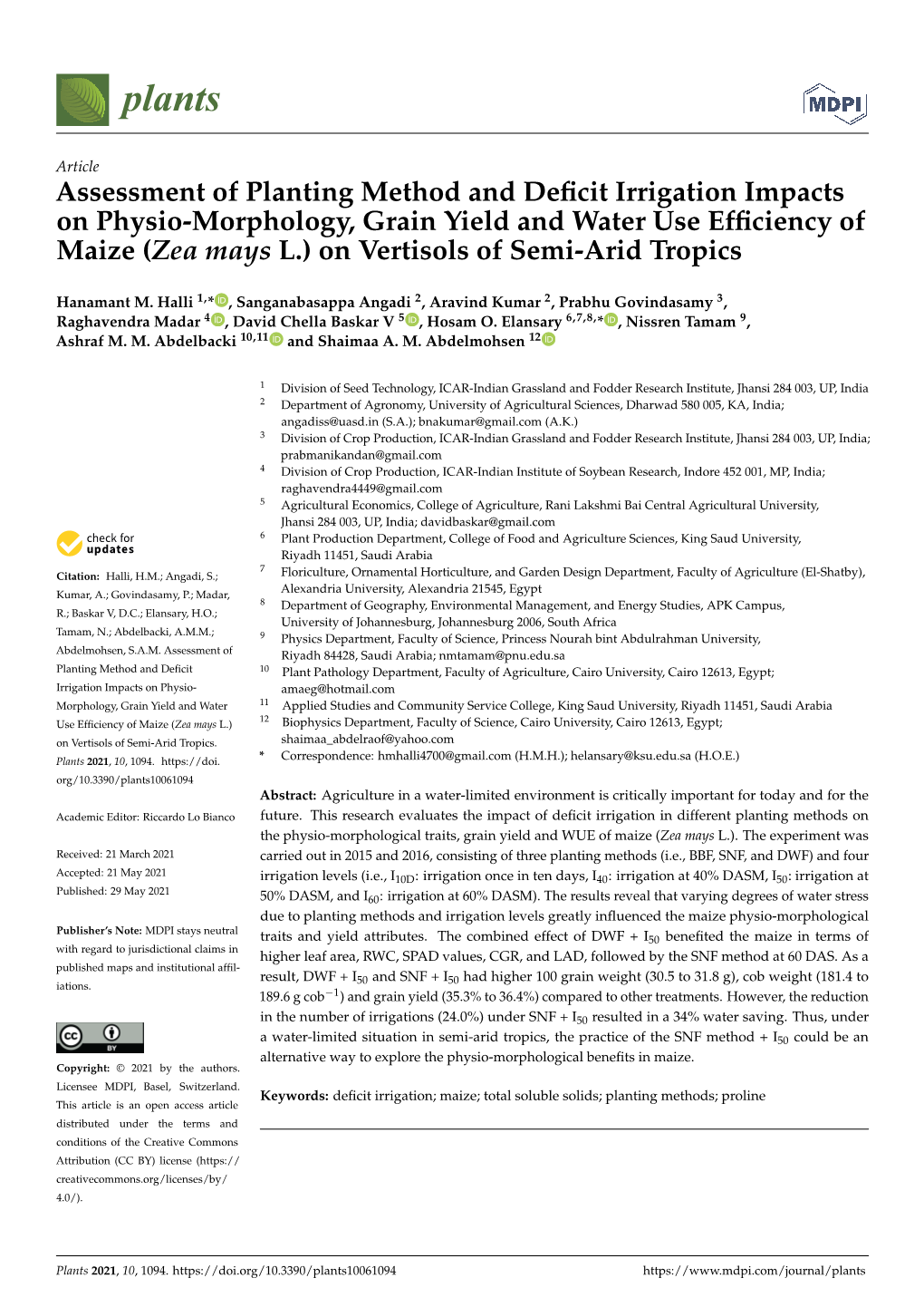 Assessment of Planting Method and Deficit Irrigation Impacts on Physio