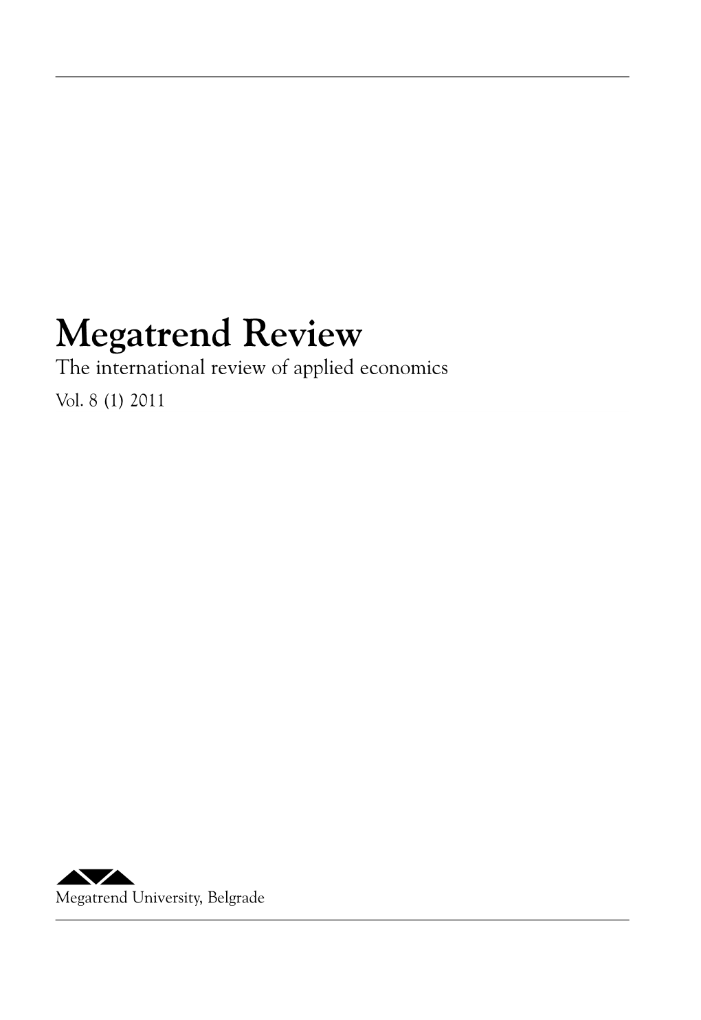 Megatrend Review the International Review of Applied Economics Vol