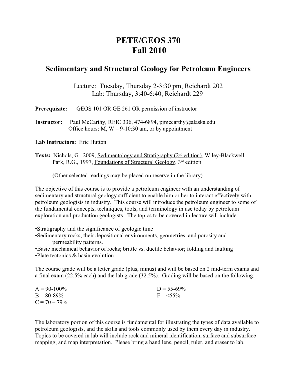 Sedimentary and Structural Geology for Petroleum Engineers