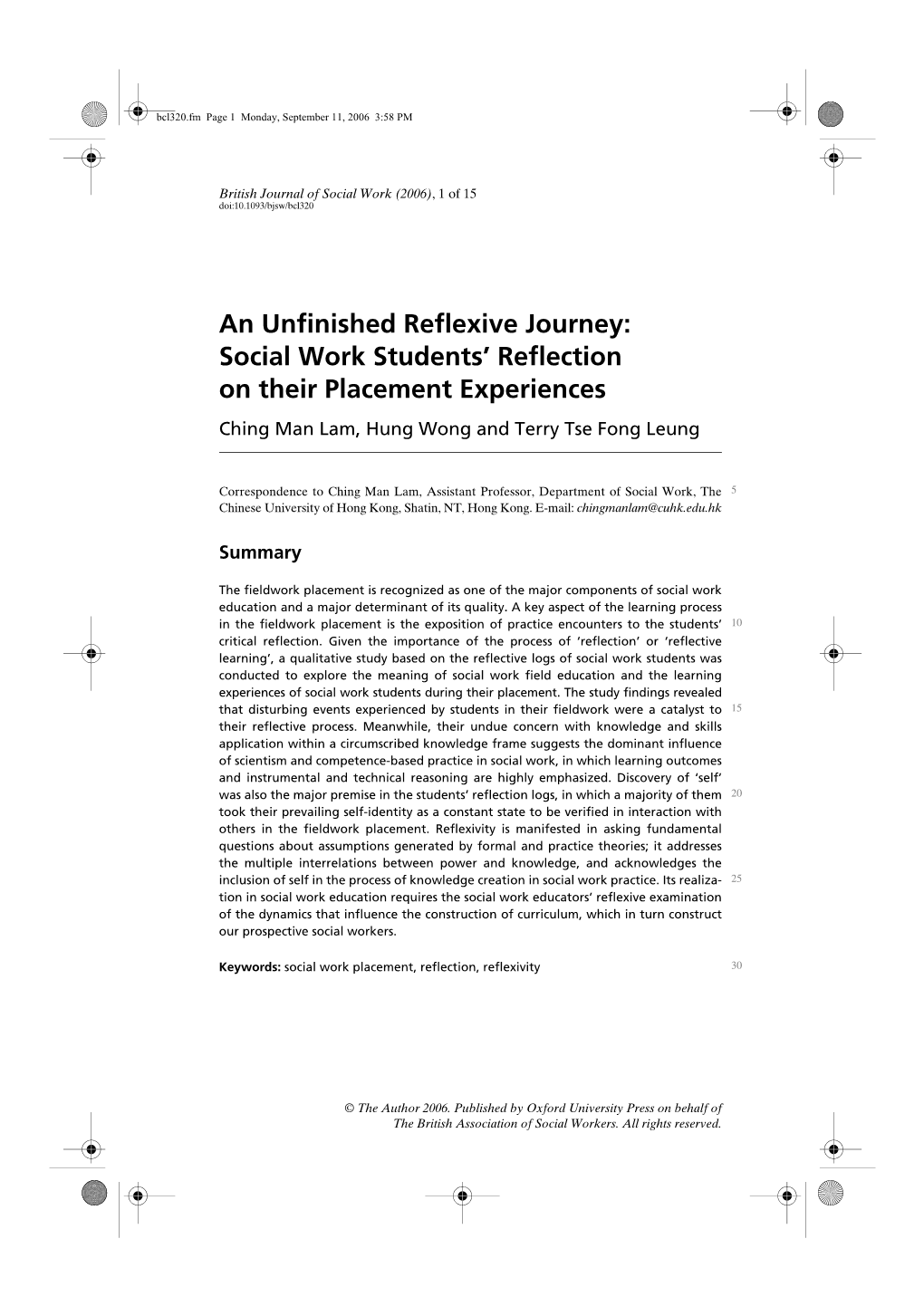 2007 an Unfinished Journey to Reflexivity (British Journal of Social