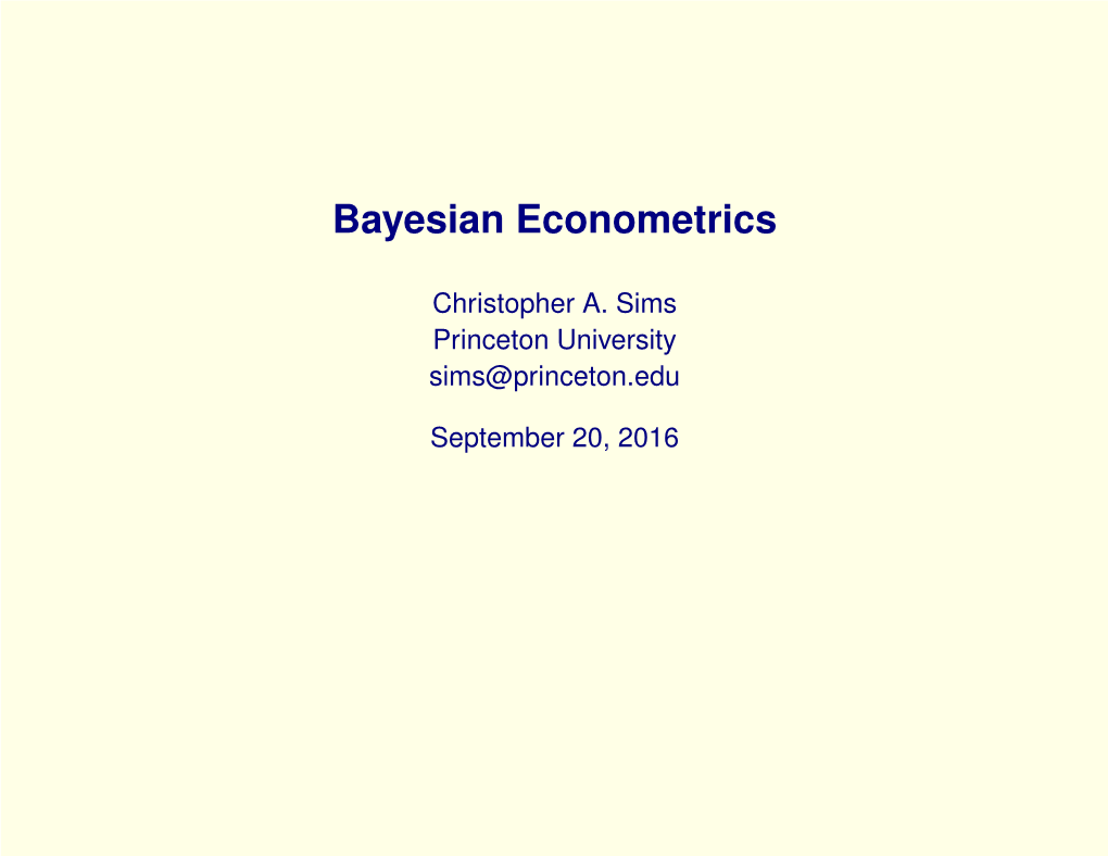 Bayesian Econometrics