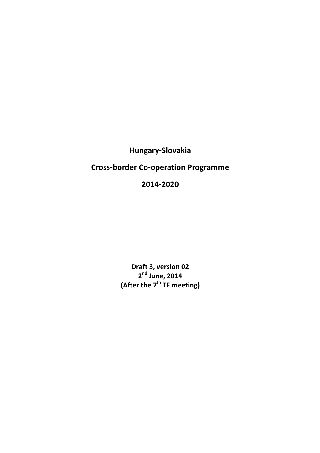 Hungary-Slovakia Cross-Border Co-Operation Programme 2014-2020
