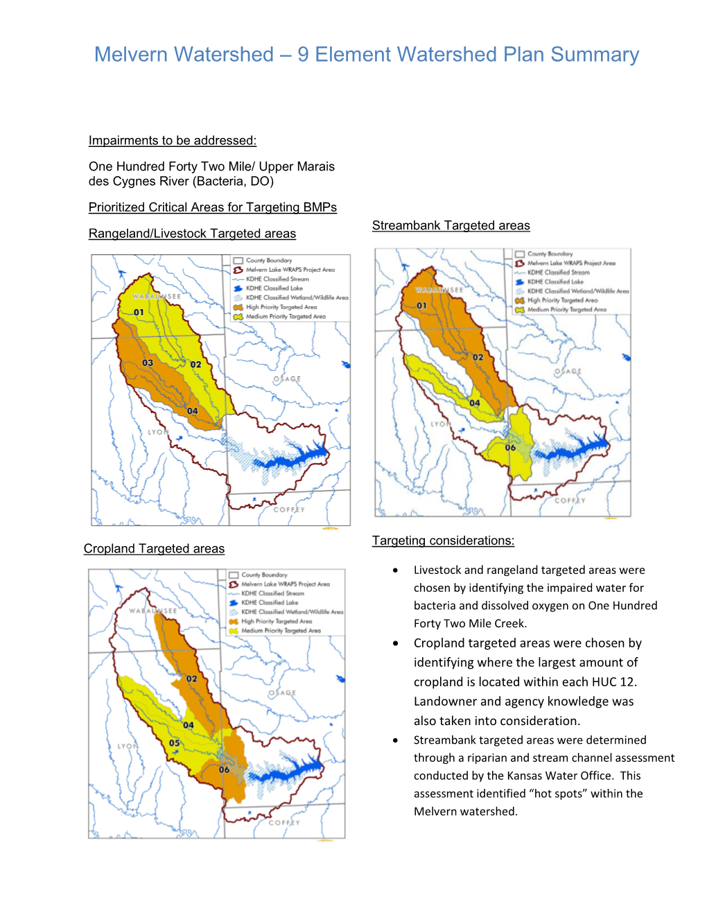 Melvern Watershed – 9 Element Watershed Plan Summary