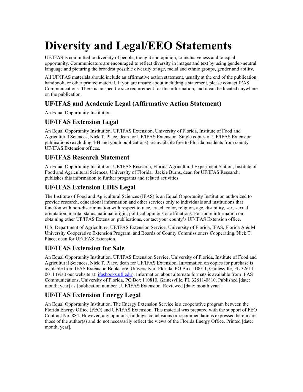 Diversity and Legal/EEO Statements