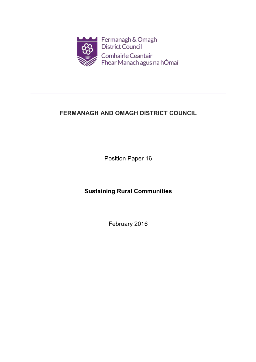 Position Paper 16 Sustaining Rural Communities February 2016