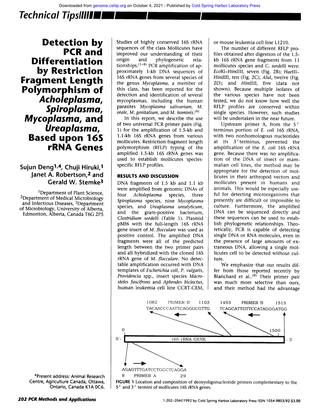 Technical Tipslllllll Acholeplasma, Spiroplasma, Mycoplasma, and Ureaplasma