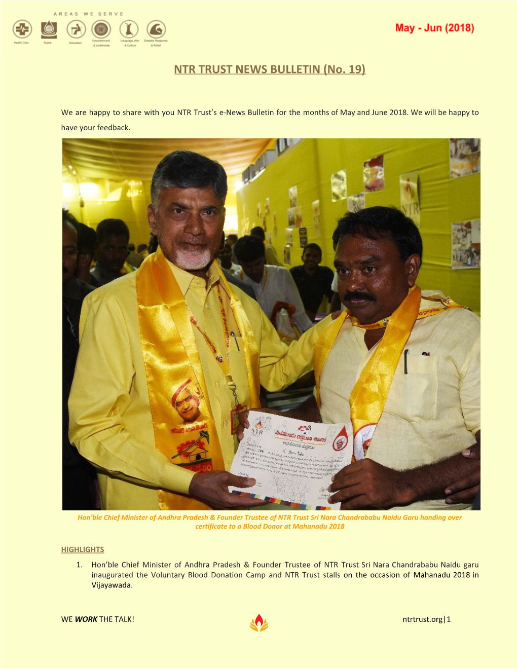 NTR TRUST NEWS BULLETIN (No. 19)