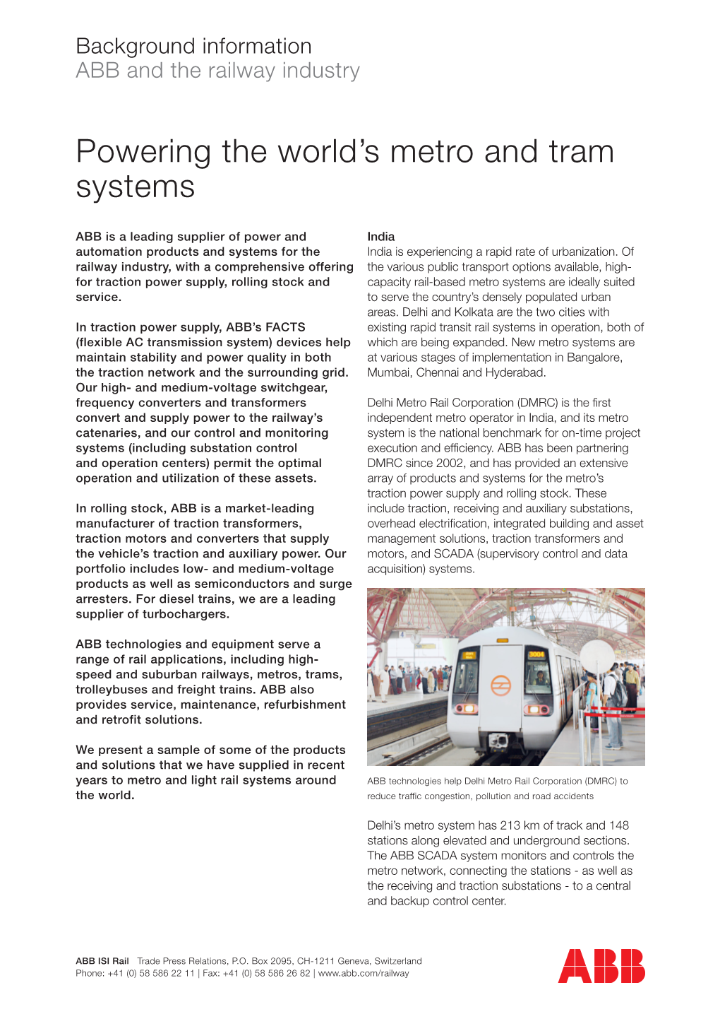 Powering the World's Metro and Tram Systems