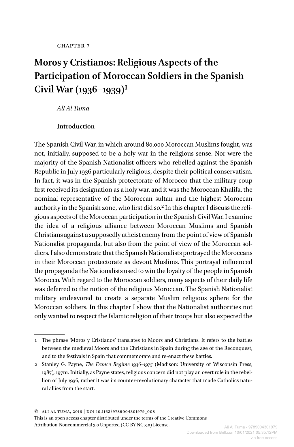 Moros Y Cristianos: Religious Aspects of the Participation of Moroccan Soldiers in the Spanish Civil War (1936–1939)1